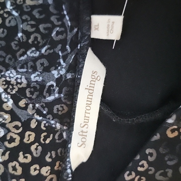 Soft Surroundings Black Mixed Print Pull-on Metallic Ponte Pants Size XL - Picture 6 of 7